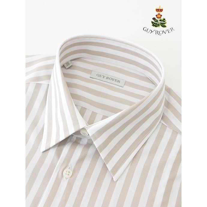 ギローバー GUY ROVER レギュラーカラーシャツ/ストライプ イタリア製 ホワイト×グレージュ guy481601 | GUY ROVER