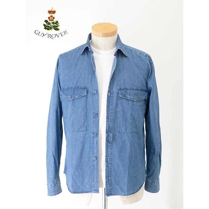 【50％OFF】ギローバー GUY ROVER オーバーシャツ/シャツアウター/シャンブレーコットン イタリア製 インディゴブルー guy500601 | GUY ROVER