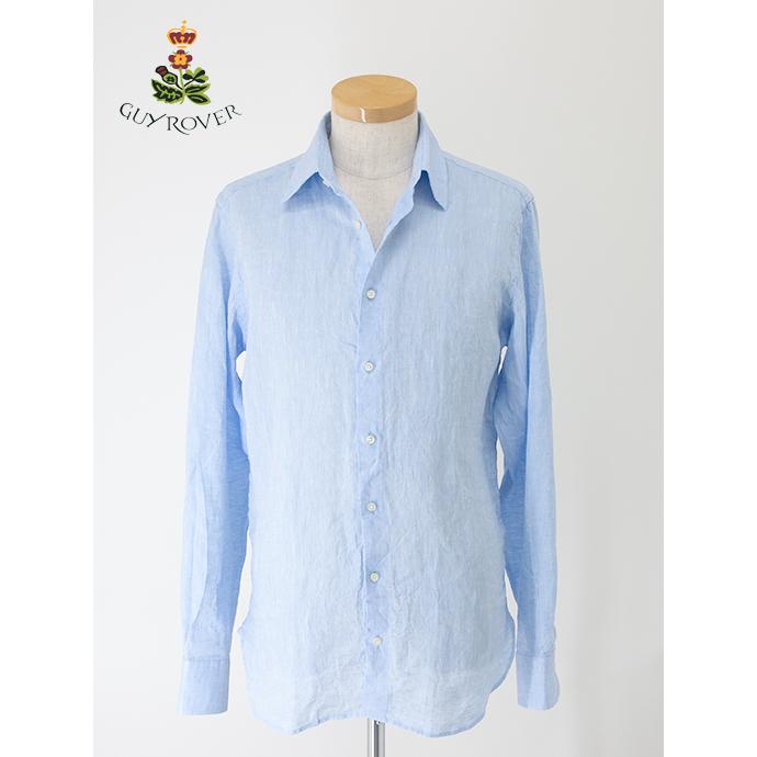GUY ROVERギローバー　コットンリネンポロシャツ　Lブルーイタリア製 GUY ROVERギローバー コットンリネンポロシャツ Lブルーイタリア製