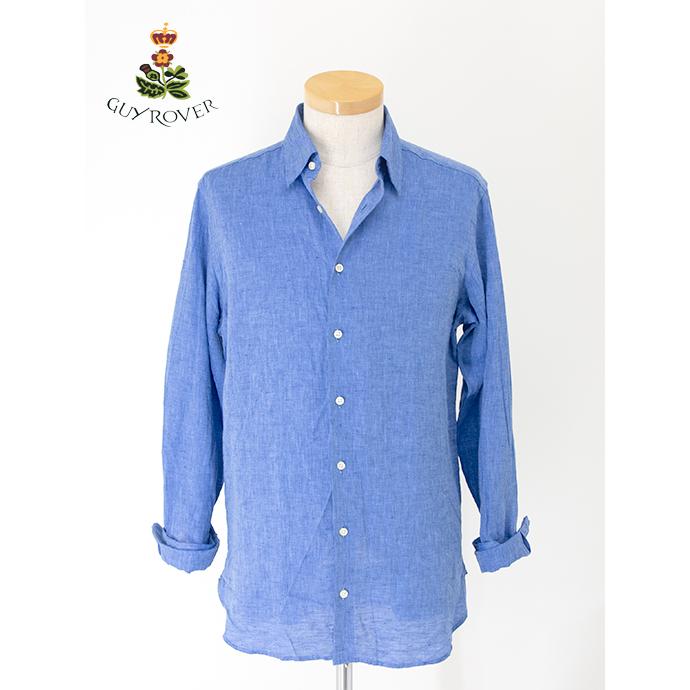 【50％OFF】ギローバー GUY ROVER リネンシャツ/レギュラーカラー イタリア製 ブルー guy500606 | GUY ROVER