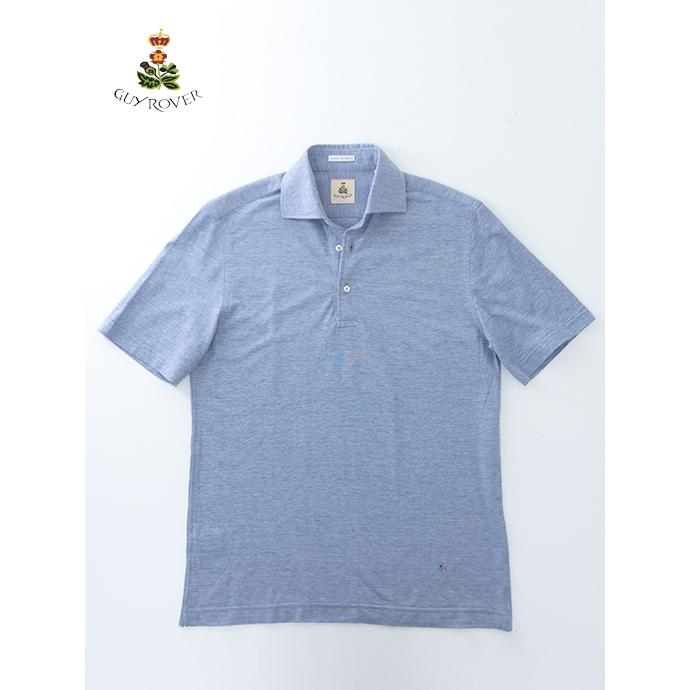 【30％OFF】ギローバー GUY ROVER 鹿の子半袖ポロシャツ/ワイドカラー イタリア製 ブルー guy501002 | GUY ROVER