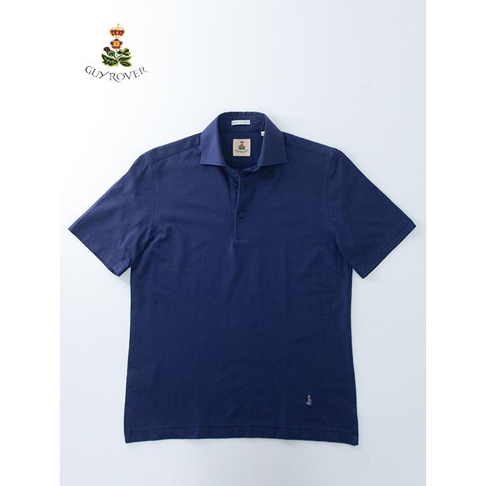 【50％OFF】ギローバー GUY ROVER 鹿の子半袖ポロシャツ/ワイドカラー イタリア製 パープルネイビー guy501003 | GUY ROVER