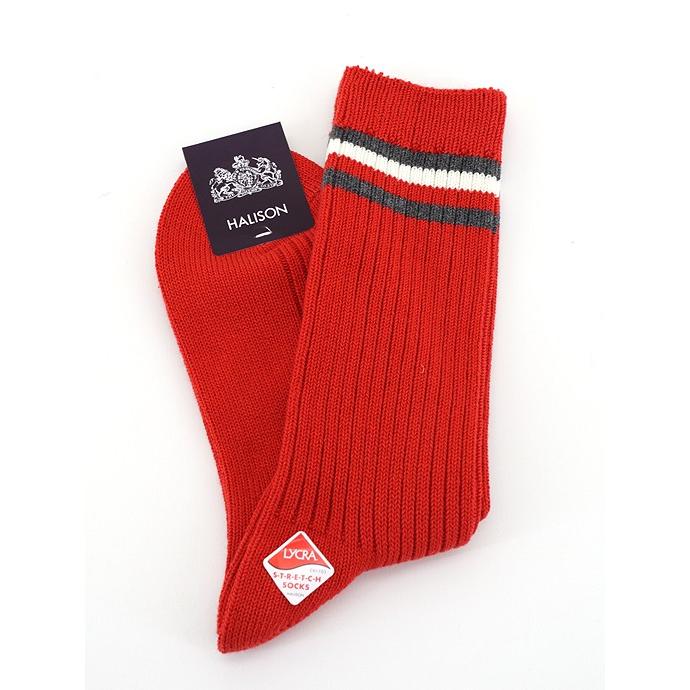 HALISON/ハリソン/アイビークルーソックス/レッド/hal341409 | HALISON | 01