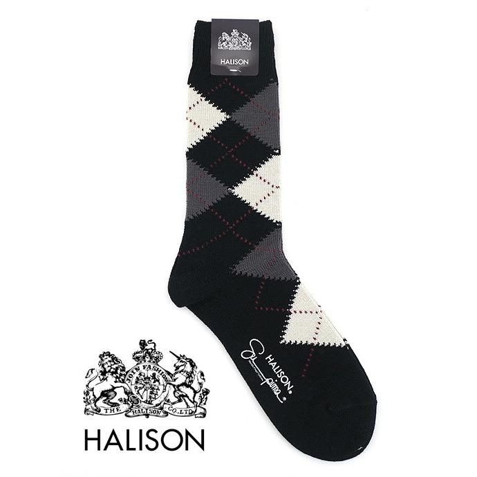 HALISON/ハリソン/アーガイルソックス/スーピマコットン/ブラック/hal341414 | HALISON