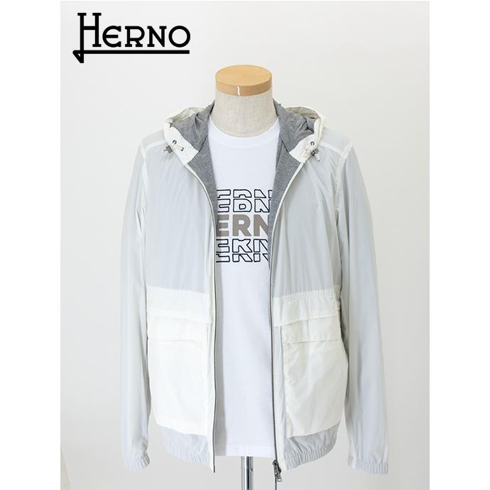 ヘルノ HERNO パッカブルソフトナイロンパーカー/FLIGHT/Glove Lab ホワイト×ライトグレー her480604 | HERNO
