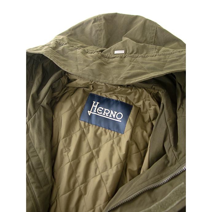 【30％OFF】ヘルノ HERNO フーデッドコート/ワックスドコットンミックス ミリタリーグリーン her501802 | HERNO | 11