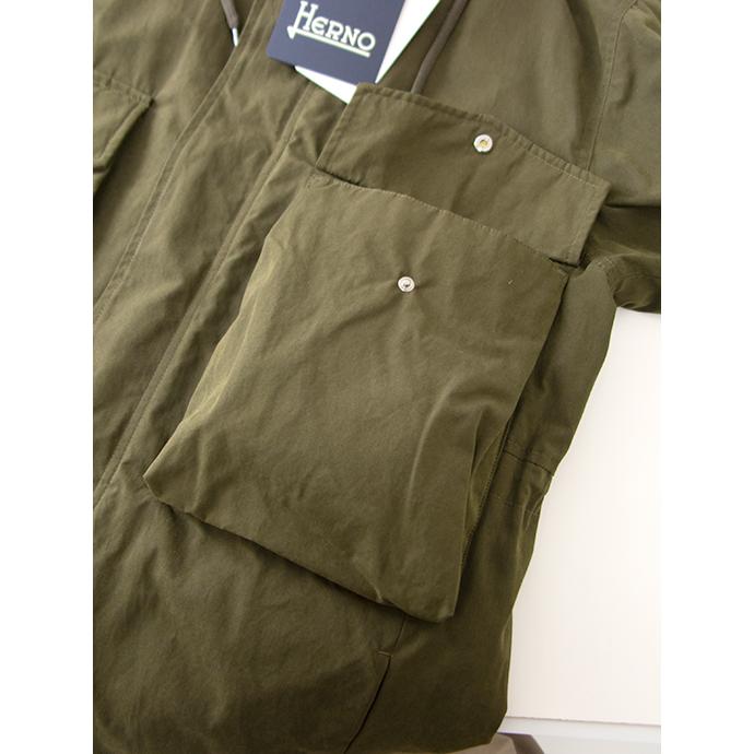 【30％OFF】ヘルノ HERNO フーデッドコート/ワックスドコットンミックス ミリタリーグリーン her501802 | HERNO | 07