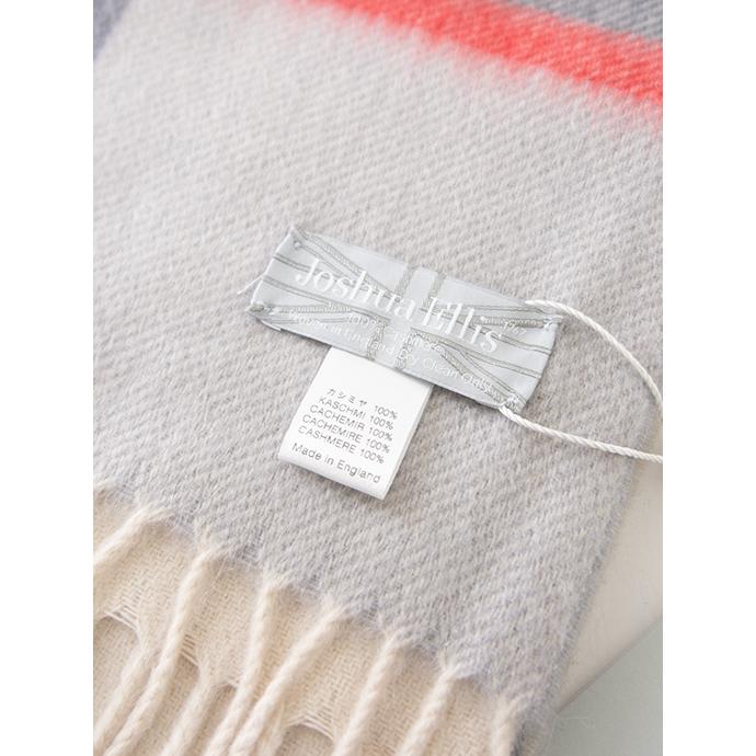 ジョシュア・エリス Joshua Ellis カシミアマフラー/タータンチェック オフホワイト×グレー×レッド jos462002 | Joshua Ellis | 02