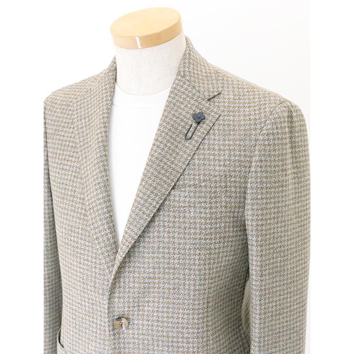 【40％OFF】ラルディーニ LARDINI 3Bジャケット/ウールカシミア/千鳥格子 イタリア製 グレー×ブラウン lar481402 | LARDINI | 02