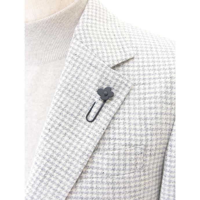 【20%OFF】ラルディーニ LARDINI 3Bジャケット/千鳥格子ウールカシミア イタリア製 エクリュ×ライトグレー lar501603の画像
