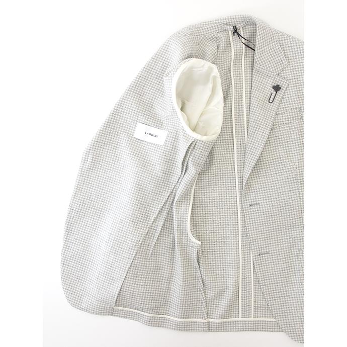 【20%OFF】ラルディーニ LARDINI 3Bジャケット/千鳥格子ウールカシミア イタリア製 エクリュ×ライトグレー lar501603の画像