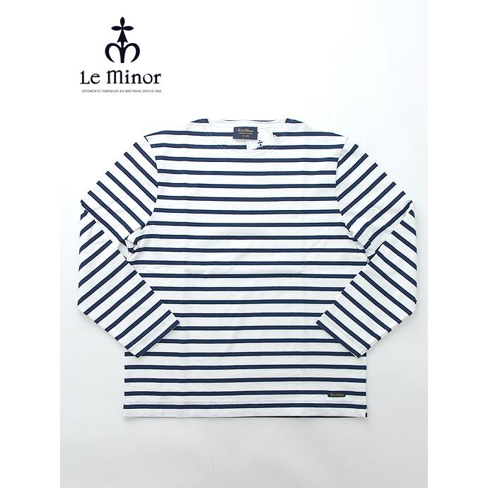 Le minor/ルミノア/バスクシャツ/9分丈/ホワイト×ネイビー/lem460801 | Le Minor