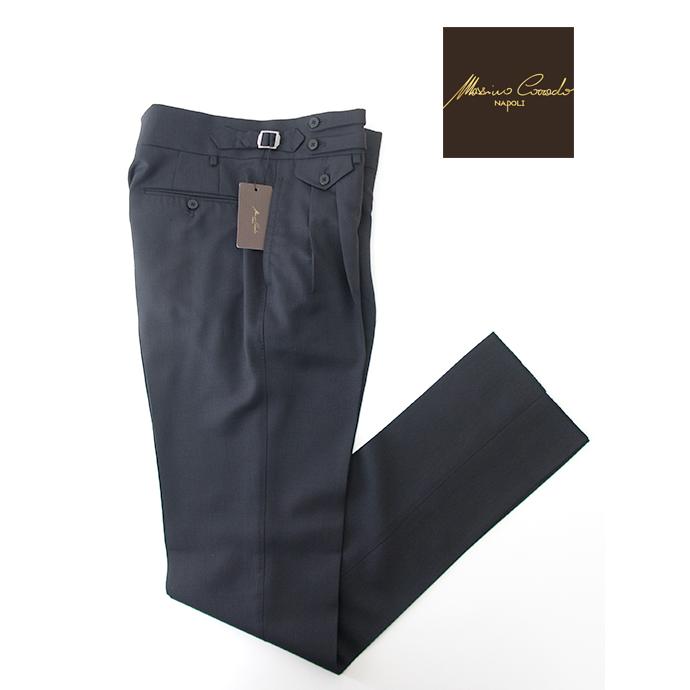 マッシモ・コラード Massimo Corrado ベルトレストラウザーズ/ソフトトロピカルウール イタリア製 ブラック mac500403 | ブランド登録なし