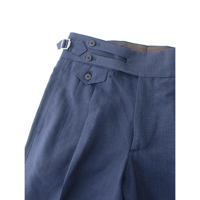 マッシモ・コラード Massimo Corrado ベルトレストラウザーズ/ストレッチウールリネン イタリア製 ネイビーブルー mac500405 | ブランド登録なし | 03