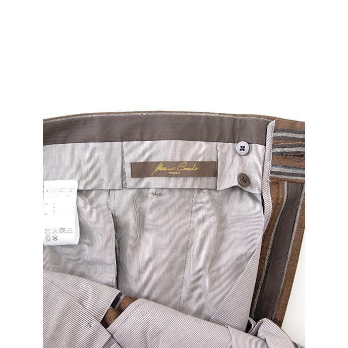 マッシモ・コラード Massimo Corrado ベルトレストラウザーズ/マルチストライプ イタリア製 ブラウン mac500406 | ブランド登録なし | 10