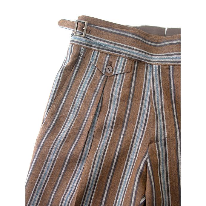 マッシモ・コラード Massimo Corrado ベルトレストラウザーズ/マルチストライプ イタリア製 ブラウン mac500406 | ブランド登録なし | 03