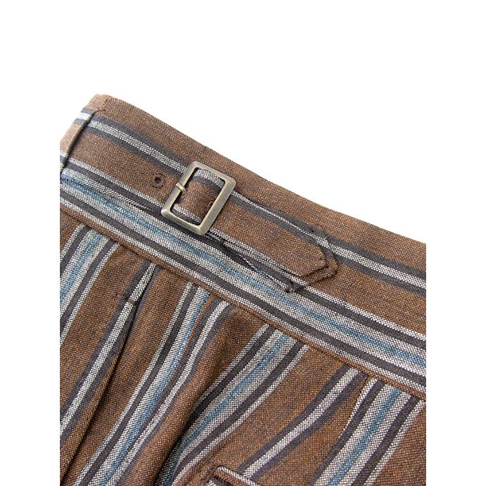 マッシモ・コラード Massimo Corrado ベルトレストラウザーズ/マルチストライプ イタリア製 ブラウン mac500406 | ブランド登録なし | 04