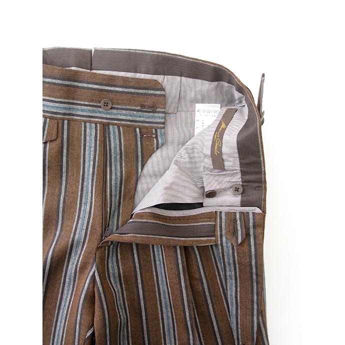 マッシモ・コラード Massimo Corrado ベルトレストラウザーズ/マルチストライプ イタリア製 ブラウン mac500406 | ブランド登録なし | 08