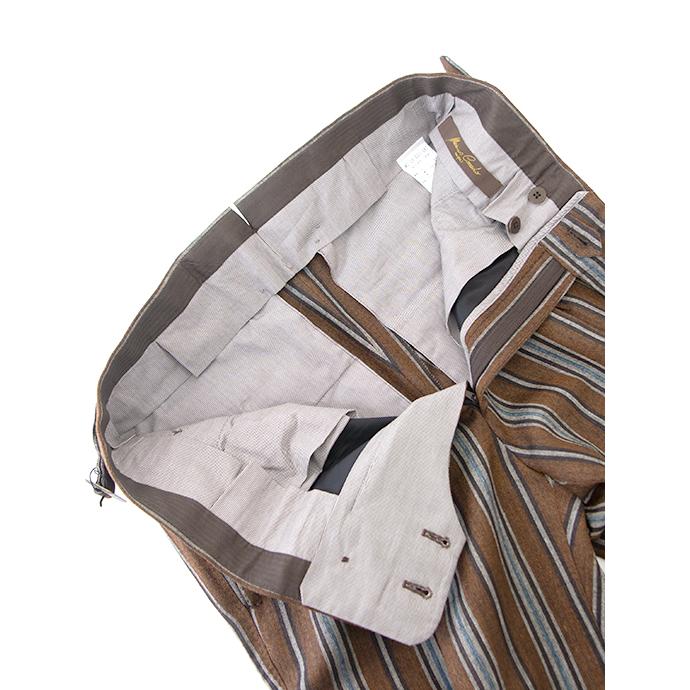 マッシモ・コラード Massimo Corrado ベルトレストラウザーズ/マルチストライプ イタリア製 ブラウン mac500406 | ブランド登録なし | 09