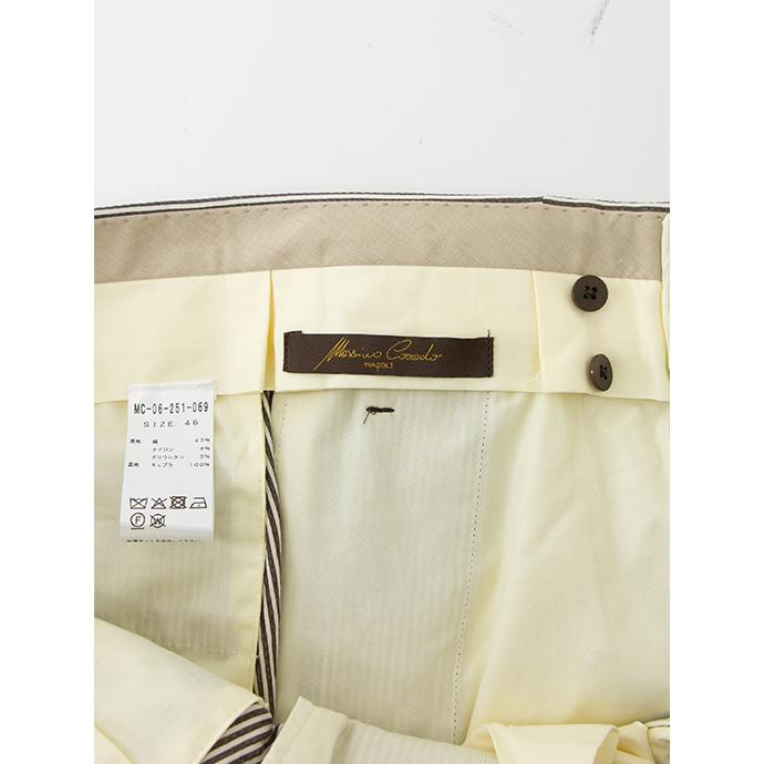 マッシモ・コラード Massimo Corrado ベルトレストラウザーズ/ストレッチシアサッカー イタリア製 ブラウン×ホワイト mac500408 | ブランド登録なし | 10
