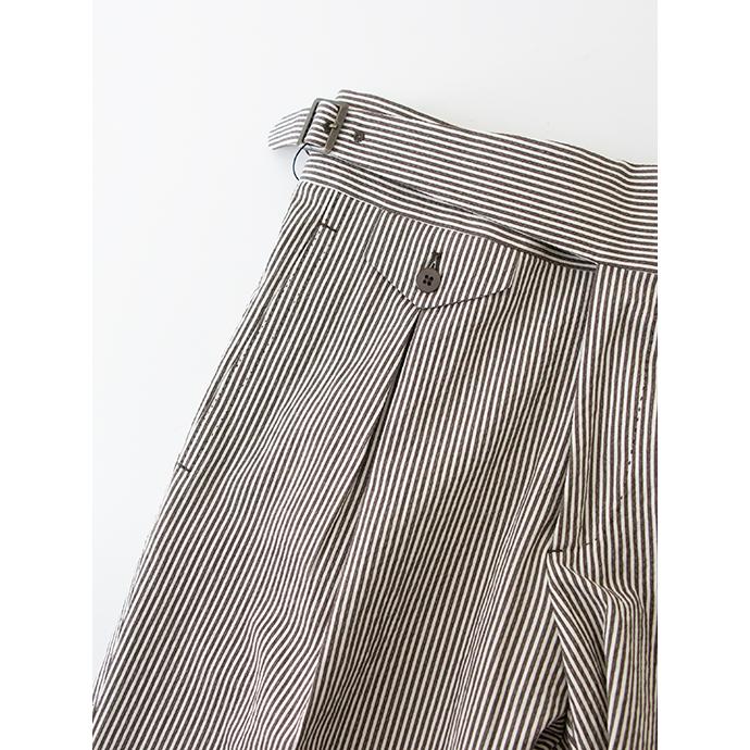 マッシモ・コラード Massimo Corrado ベルトレストラウザーズ/ストレッチシアサッカー イタリア製 ブラウン×ホワイト mac500408 | ブランド登録なし | 03