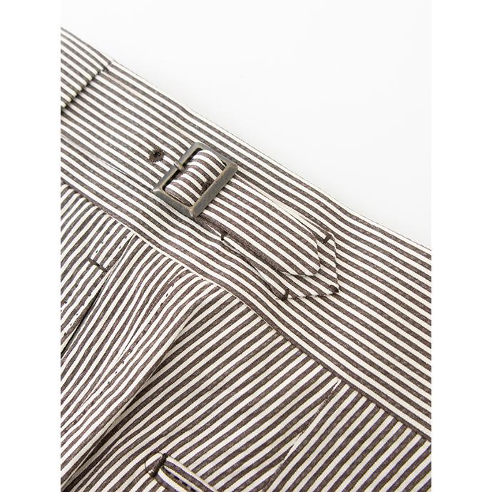 マッシモ・コラード Massimo Corrado ベルトレストラウザーズ/ストレッチシアサッカー イタリア製 ブラウン×ホワイト mac500408 | ブランド登録なし | 04