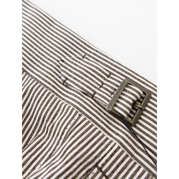 マッシモ・コラード Massimo Corrado ベルトレストラウザーズ/ストレッチシアサッカー イタリア製 ブラウン×ホワイト mac500408 | ブランド登録なし | 05