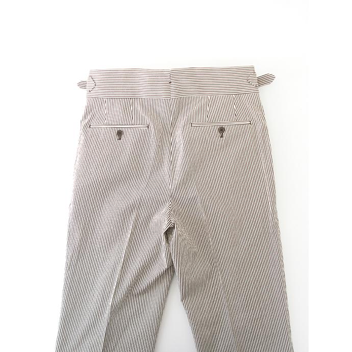 マッシモ・コラード Massimo Corrado ベルトレストラウザーズ/ストレッチシアサッカー イタリア製 ブラウン×ホワイト mac500408 | ブランド登録なし | 07