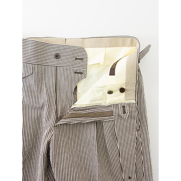 マッシモ・コラード Massimo Corrado ベルトレストラウザーズ/ストレッチシアサッカー イタリア製 ブラウン×ホワイト mac500408 | ブランド登録なし | 08