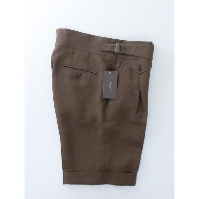 マッシモ・コラード Massimo Corrado 別注ベルトレストラウザーショーツ/ウールリネン イタリア製 ブラウン mac501002 | ブランド登録なし | 02
