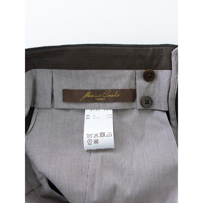 マッシモ・コラード Massimo Corrado ベルトレストラウザーズ/ソフトメランジウール イタリア製 ダークブラウン mac501003 | ブランド登録なし | 10