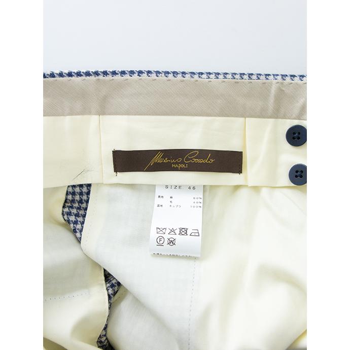 マッシモ・コラード Massimo Corrado ベルトレストラウザーズ/千鳥格子リネンウール イタリア製 ネイビー×ホワイト mac501004 | ブランド登録なし | 10