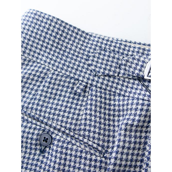 マッシモ・コラード Massimo Corrado ベルトレストラウザーズ/千鳥格子リネンウール イタリア製 ネイビー×ホワイト mac501004 | ブランド登録なし | 05