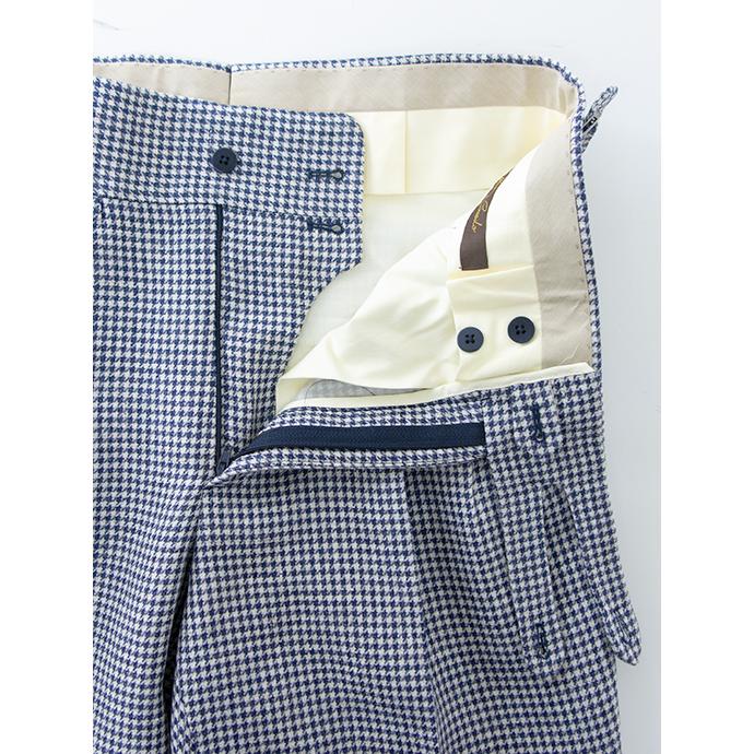 マッシモ・コラード Massimo Corrado ベルトレストラウザーズ/千鳥格子リネンウール イタリア製 ネイビー×ホワイト mac501004 | ブランド登録なし | 07