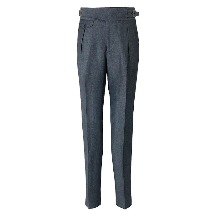 マッシモ・コラード Massimo Corrado ベルトレストラウザーズ/デニムライクリネンウール イタリア製 チャコールグレー mac501201 |  | 01