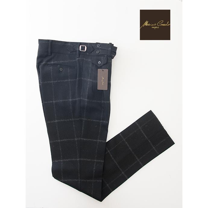 マッシモ・コラード Massimo Corrado 2WAYトラウザーズ/ヴィンテージツイードウィンドウペン イタリア製 ブラック×グレー mac501603 | 