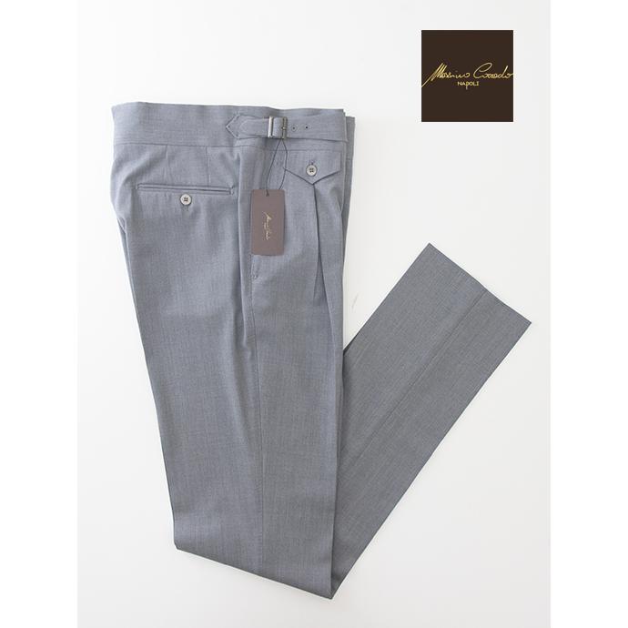 マッシモ・コラード Massimo Corrado ベルトレストラウザーズ/ヴィンテージウールツイル イタリア製 グレー mac501607 | 