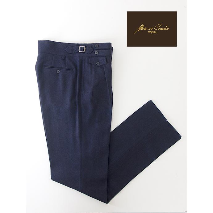マッシモ・コラード Massimo Corrado 別注トラウザーズ/ウィンザーモデル/ウールカシミア イタリア製 ネイビーブルー mac502002 | 