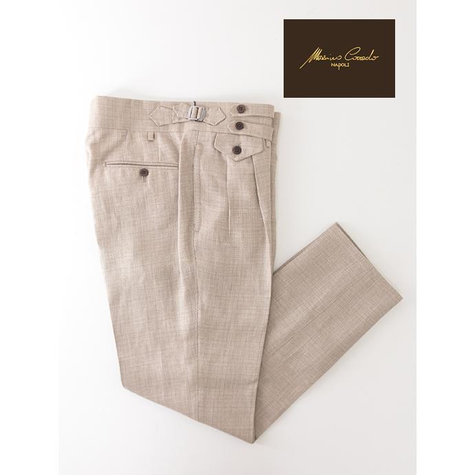 マッシモ・コラード Massimo Corrado リネンウール/ベルトレストラウザーズ イタリア製 ライトブラウン mac502203 | 