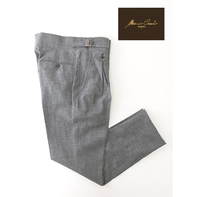 マッシモ・コラード Massimo Corrado ウールリネン/ベルトレストラウザーズ イタリア製 グレー mac502204 | 