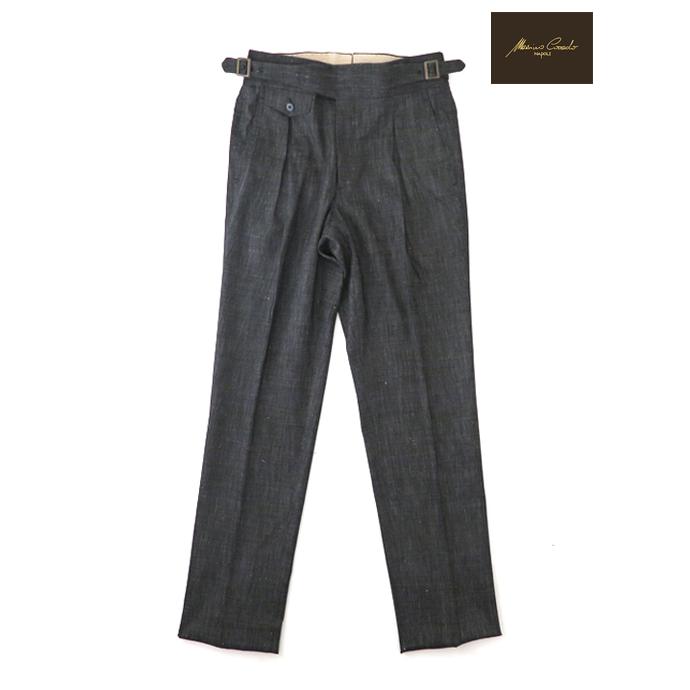 マッシモ・コラード Massimo Corrado ウールリネンコットン/ベルトレストラウザーズ イタリア製 ブラック mac520205 | 