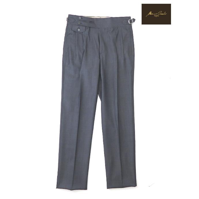 マッシモ・コラード Massimo Corrado ウール/ベルトレストラウザーズ イタリア製 グレーネイビー mac520206 | 