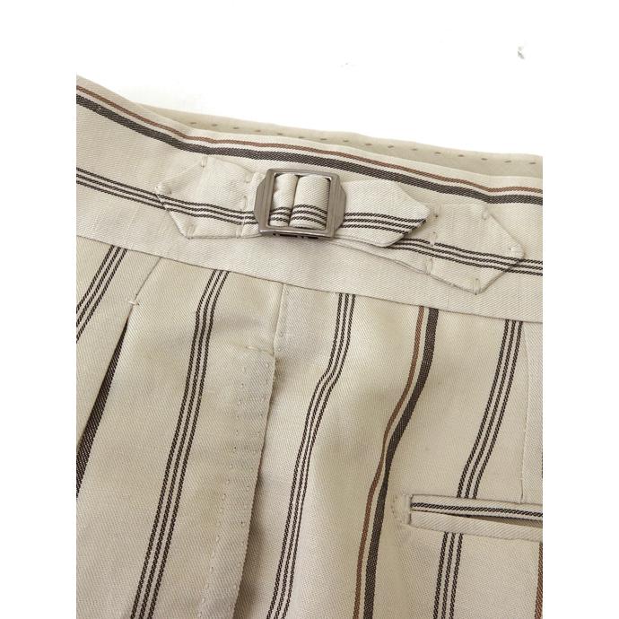 マッシモ・コラード Massimo Corrado ベルトレストラウザーズ/ウィンザーモデル/リネンシルク イタリア製 オフホワイト×ブラウン mac520401 |  | 03