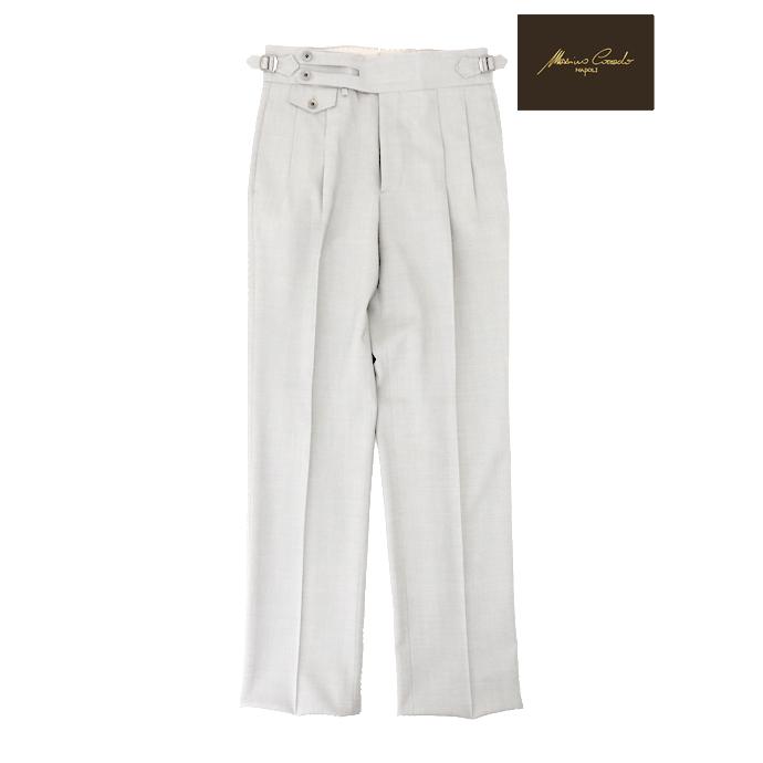 マッシモ・コラード Massimo Corrado ベルトレストラウザーズ ウィンザーモデル イタリア製 ライトグレー mac520402 | 