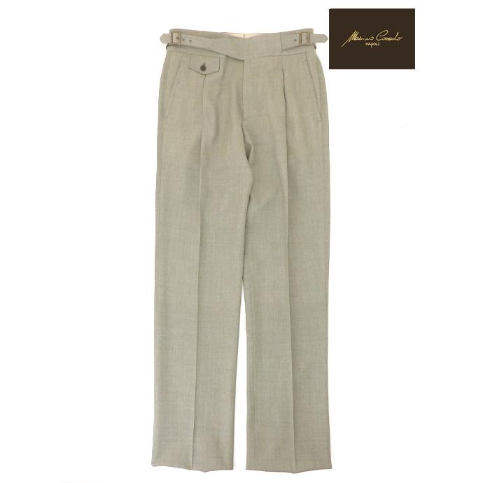 マッシモ・コラード Massimo Corrado ベルトレストラウザーズ/ウィンザーモデル イタリア製 ライトカーキ mac520404 | 