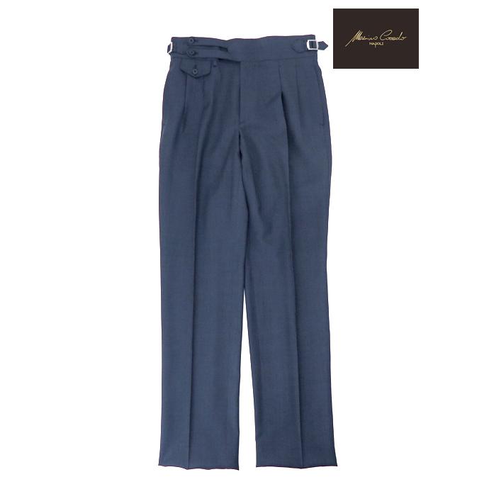 マッシモ・コラード Massimo Corrado ベルトレストラウザーズ/ウィンザーモデル イタリア製 ネイビー mac520405 | 