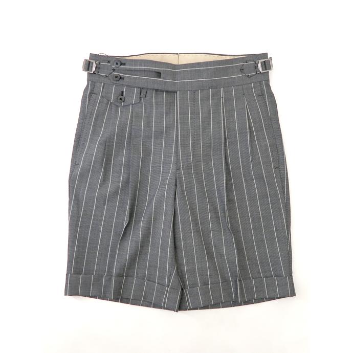 マッシモ・コラード Massimo Corrado ベルトレストラウザーズ ハーフパンツ イタリア製 グレー×ホワイトストライプ mac520601 |  | 01