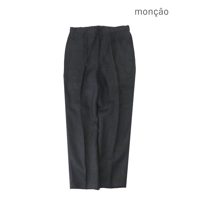 モンサオ Moncao リネンスラックスパンツ 日本製 ブラック mco520402 | moncao