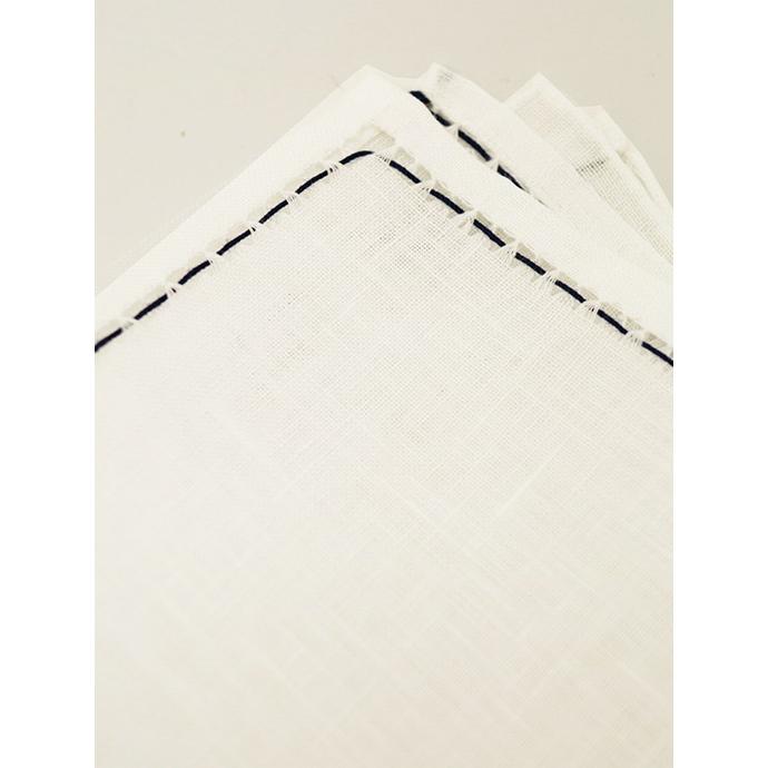 MUNGAI/ムンガイ/ポケットチーフ/リネン/ライン/ホワイト/mug382012 | ブランド登録なし