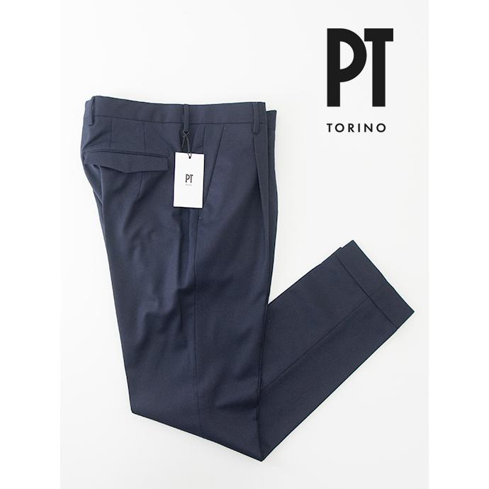 ピーティートリノ PT TORINO 1プリーツスラックス/ストレッチサキソニーウール/MASTER FIT ネイビー pt481402 | PT TORINO